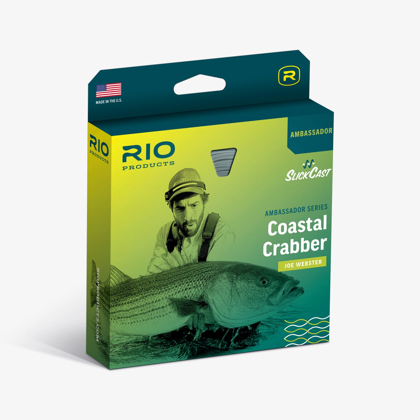 Rio Products Coastal Crabber packaging with a fish and person on a white background