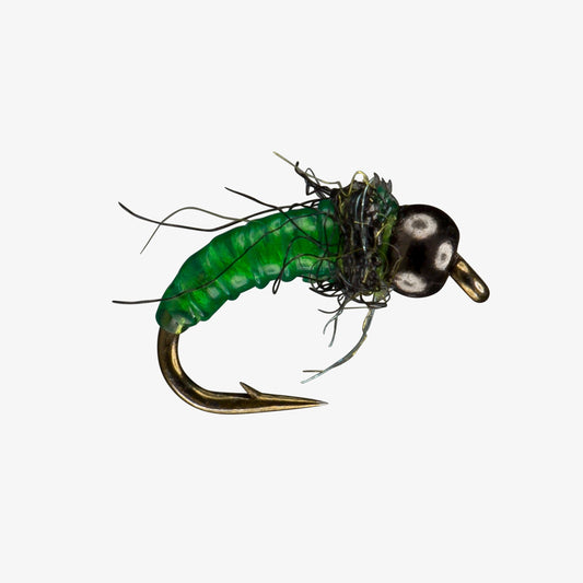 Green - Free Living Larva Pattern - Bead Nymph
