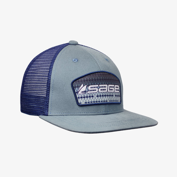 Sage Patch Striper Trucker Hat - Blue