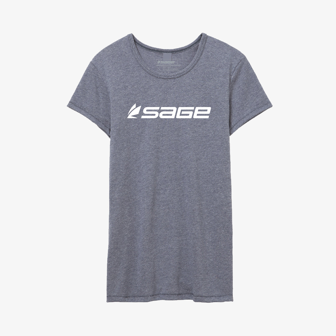 Sage women's fly fishing t-shirt in heather gray