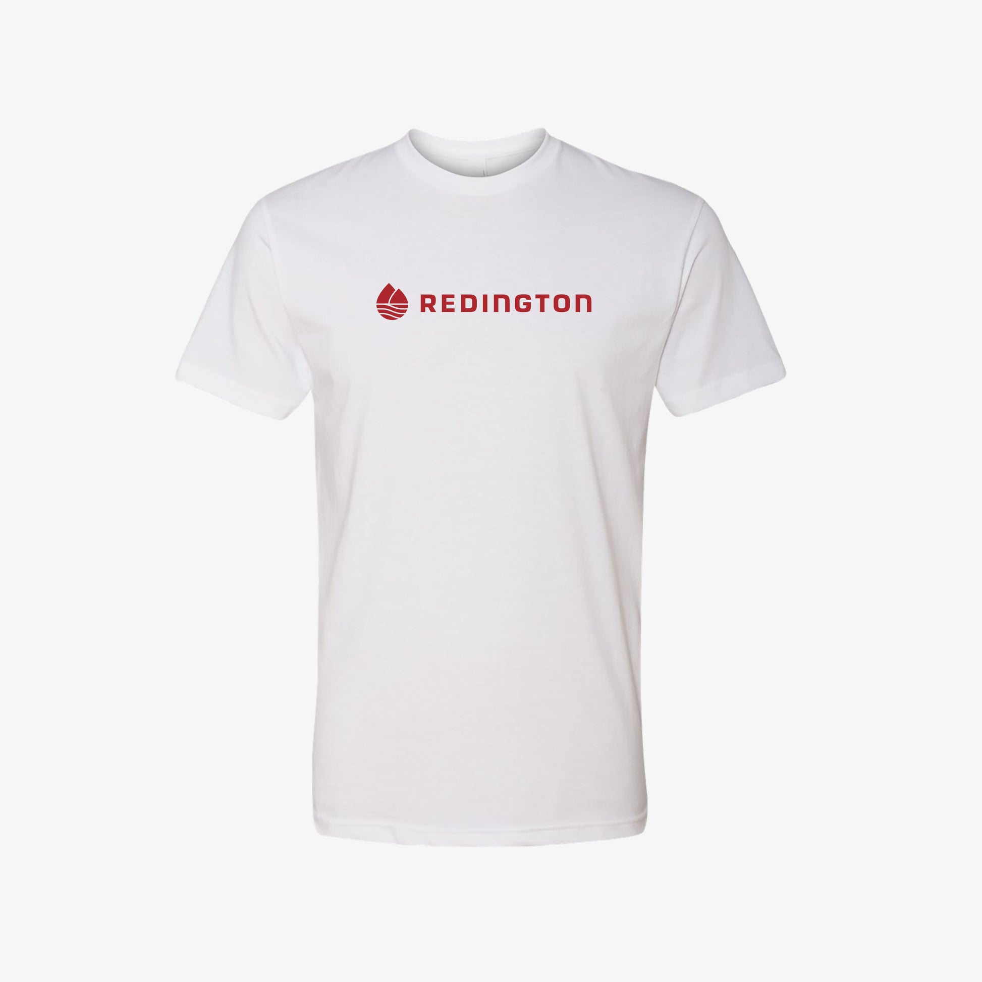 A white t-shirt with the Redington logo printed in red across the chest.