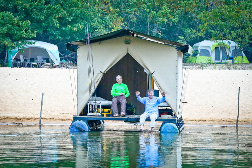 floating tent camping on water Akuani Floating Camp